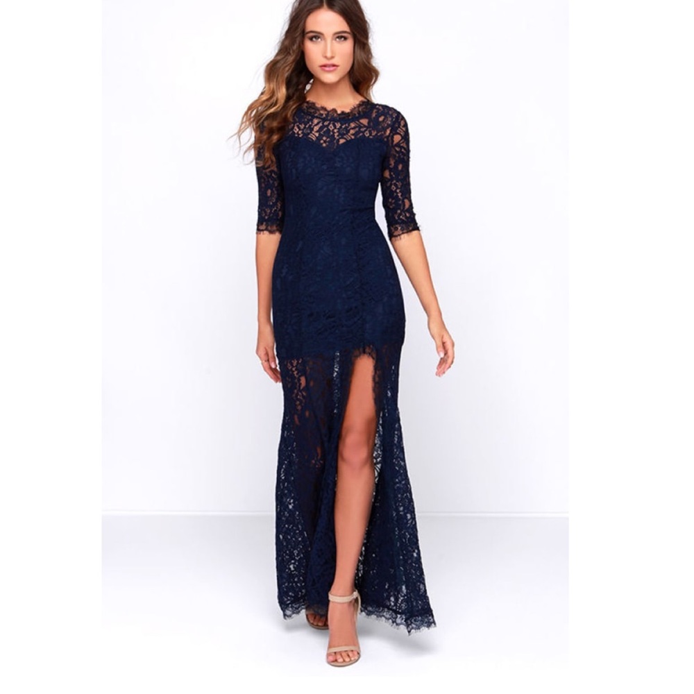 Lulus Only One Navy Blue Lace Maxi Dress